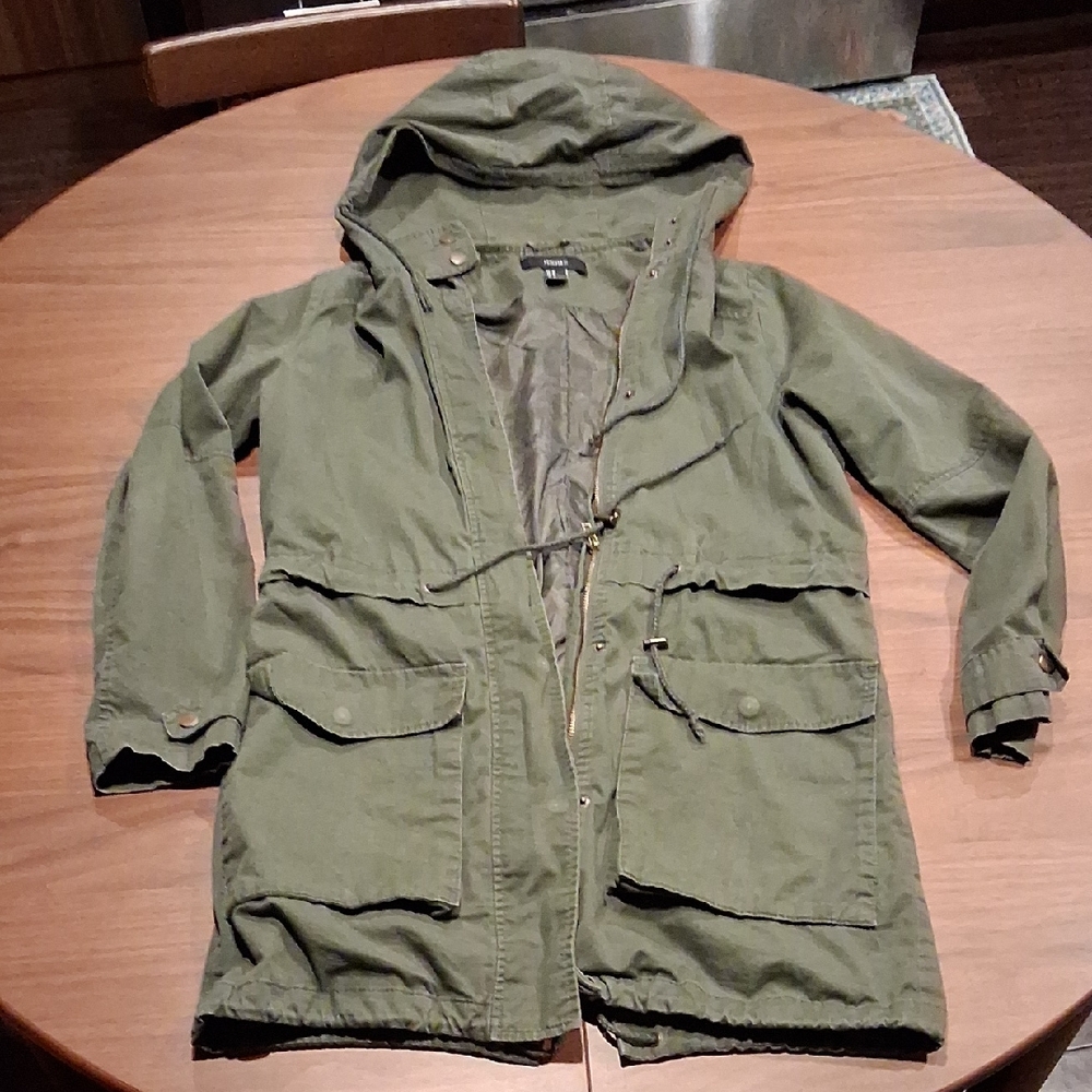 Forever 21 Olive Utility Jacket with Hood